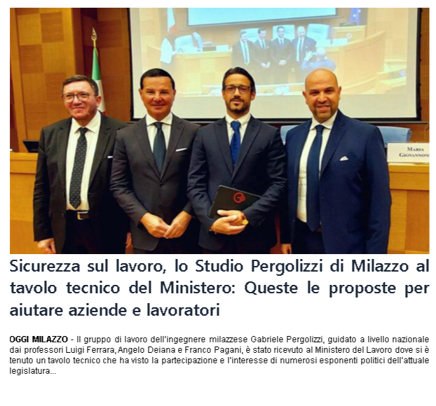 OGGI MILAZZO sicurezza sul lavoro lo studio pergolizzi di milazzo al tavolo tecnico del ministero le proposte per aiutare aziende e lavoratori